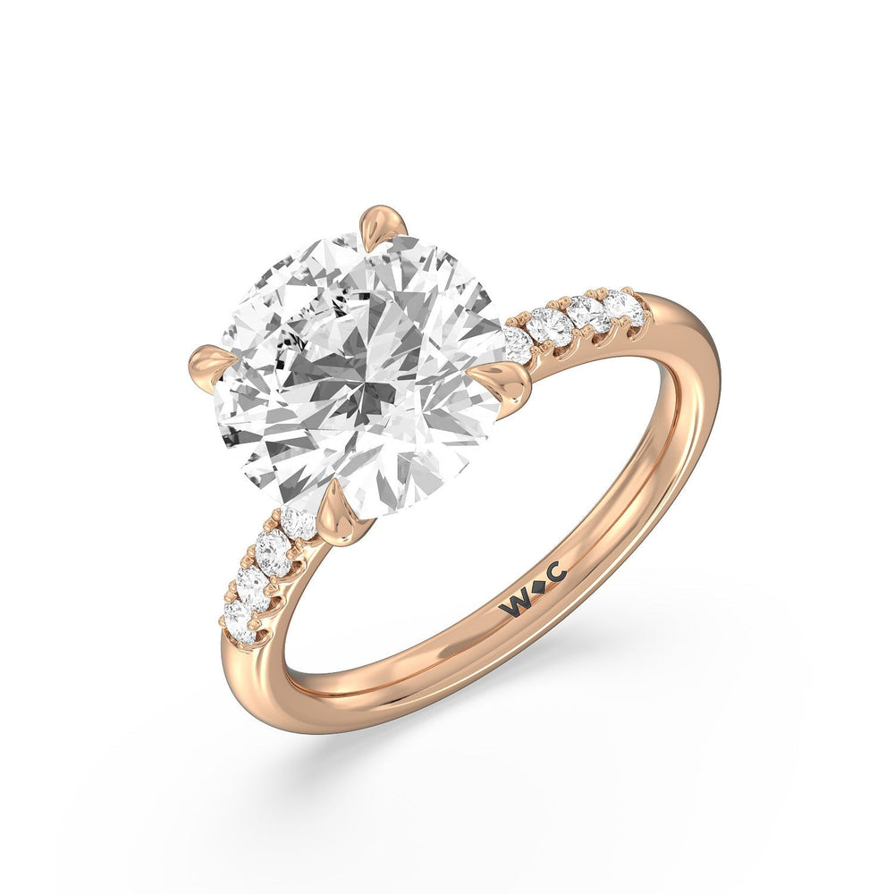 Round Cut Lustrous Traditonal Pave Ring with Lab Grown Diamond in 14KT Rose Gold view 3
