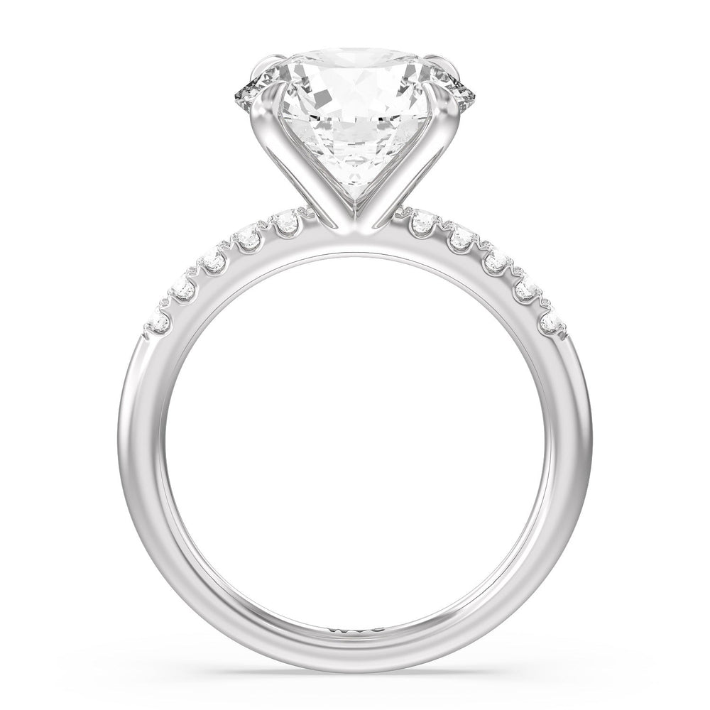 Round Cut Lustrous Traditonal Pave Ring with Lab Grown Diamond in 14KT Platinum view 2
