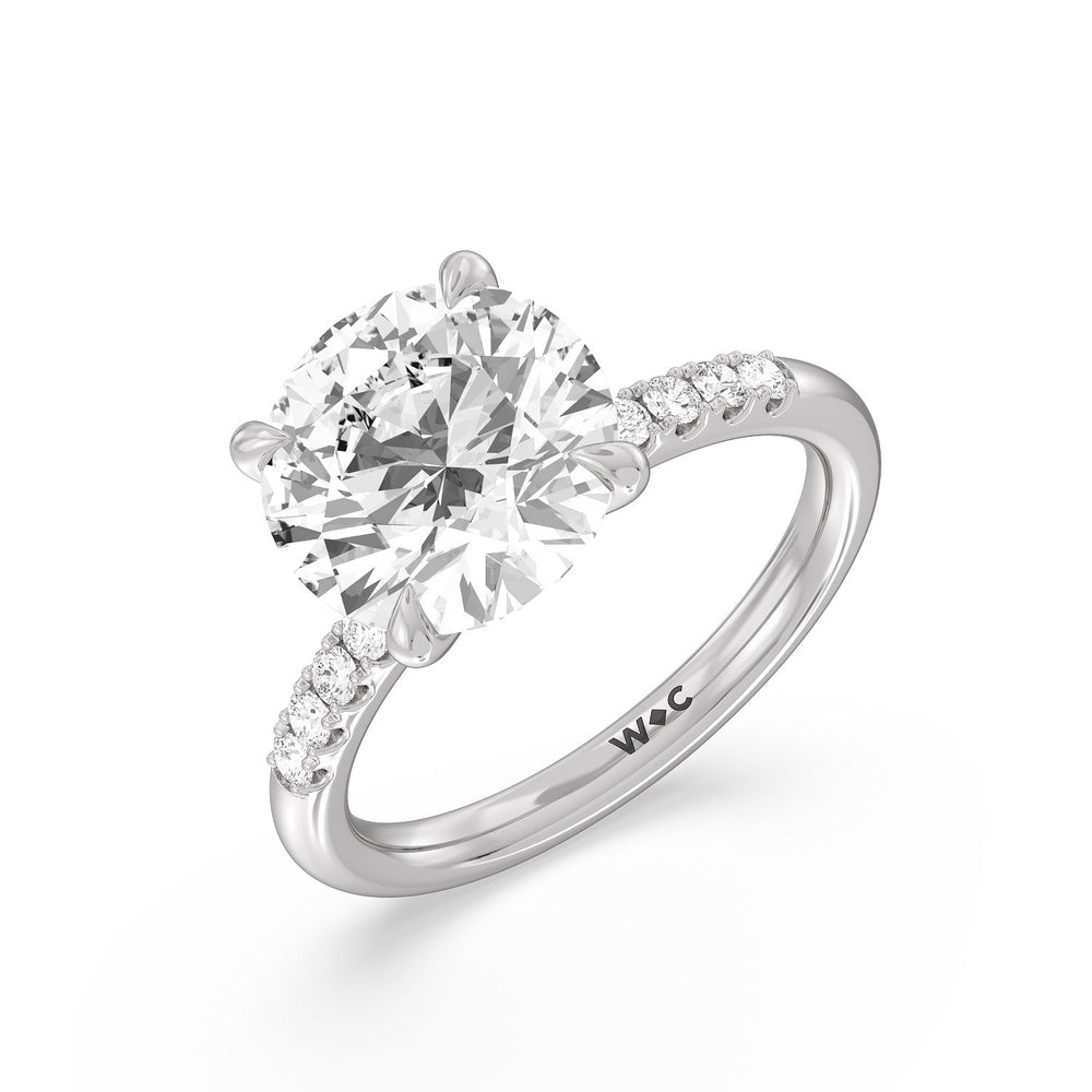 Round Cut Lustrous Traditonal Pave Ring with Lab Grown Diamond in 14KT Platinum view 3
