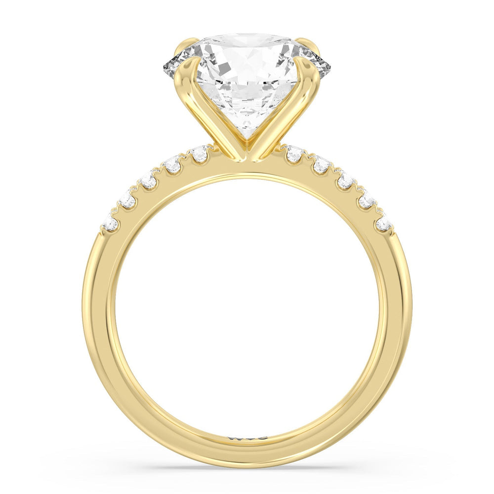 Round Cut Lustrous Traditonal Pave Ring with Lab Grown Diamond in 14KT Yellow Gold view 2
