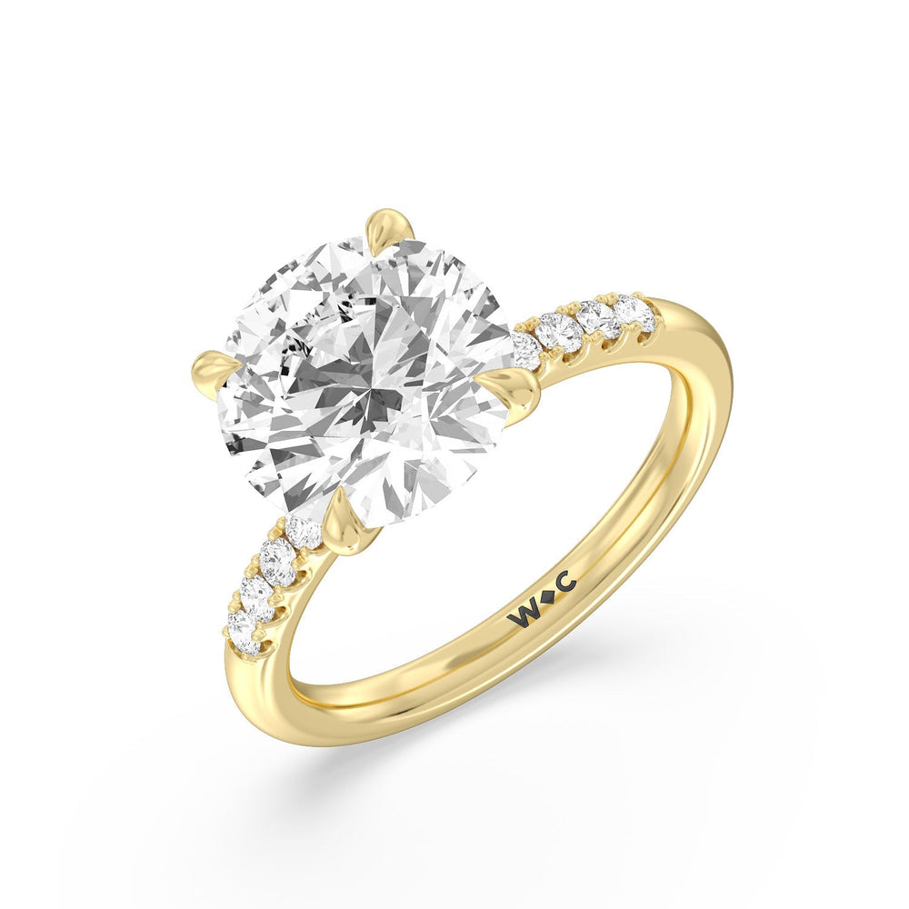 Round Cut Lustrous Traditonal Pave Ring with Lab Grown Diamond in 14KT Yellow Gold view 3
