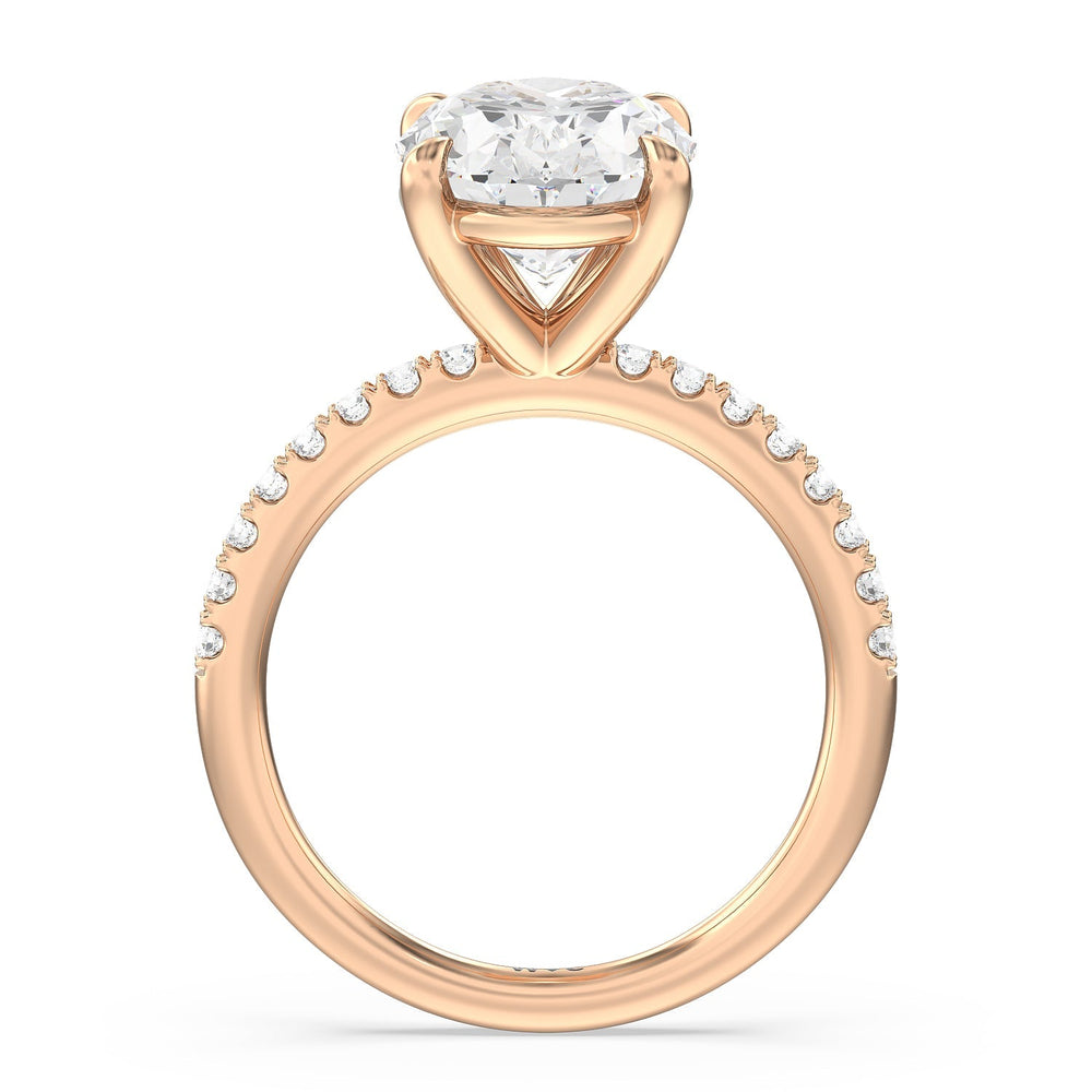 Eminent Classic Pave Ring with Oval Cut Diamond in 14KT Rose Gold view 2
