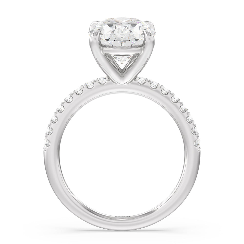 Eminent Classic Pave Ring with Oval Cut Diamond in 14KT Platinum view 2
