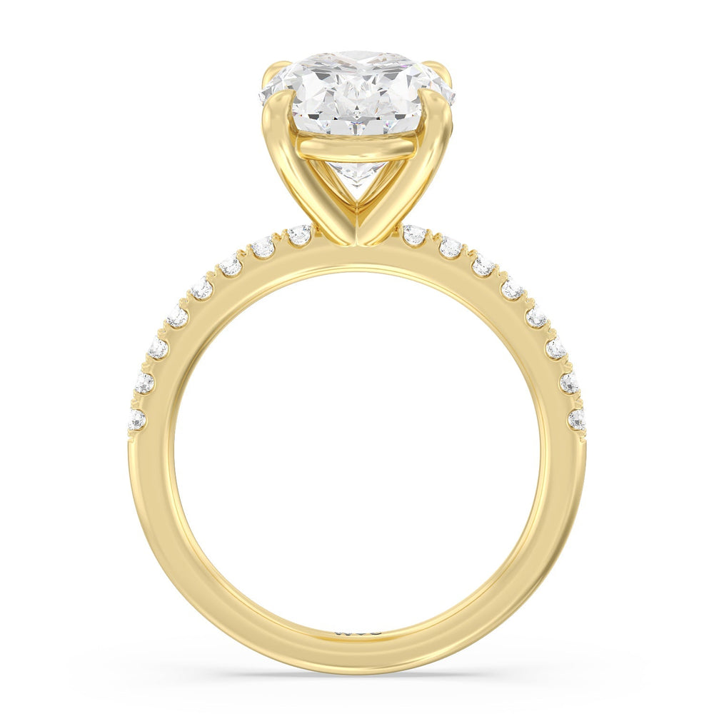 Eminent Classic Pave Ring with Oval Cut Diamond in 14KT Yellow Gold view 2
