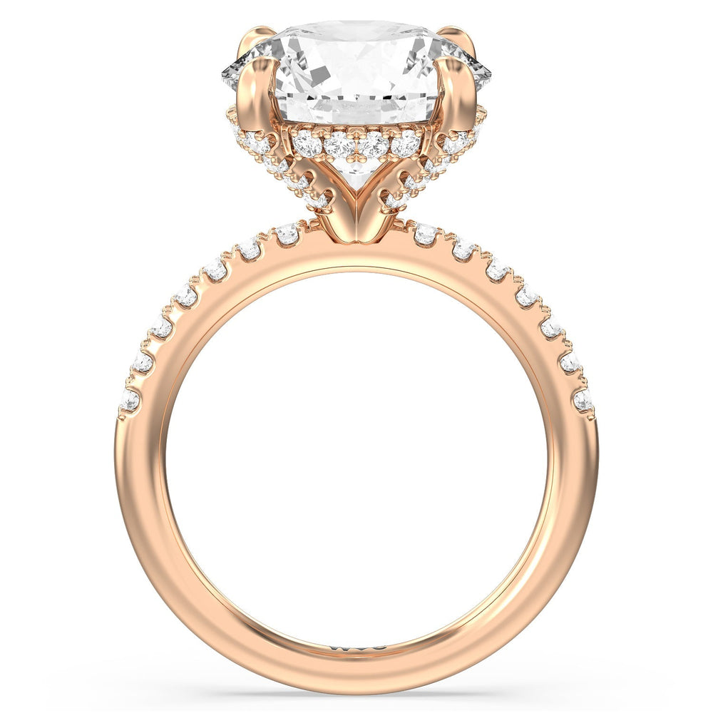 Noble Studded Hidden Halo Ring with Round Cut Diamond in 14KT Rose Gold view 2
