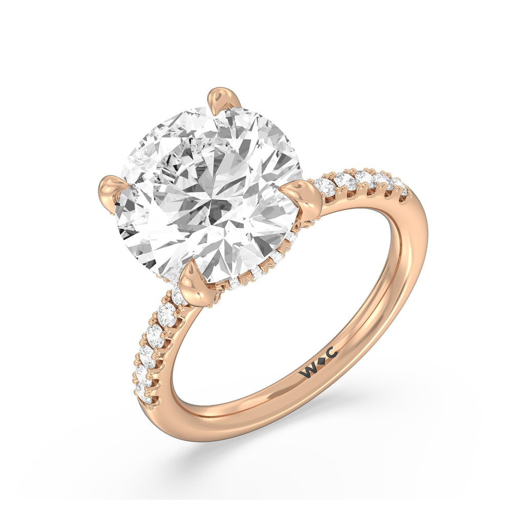 Noble Studded Hidden Halo Ring with Round Cut Diamond in 14KT Rose Gold view 3
