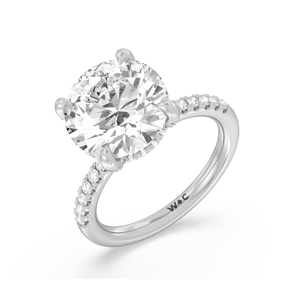Noble Studded Hidden Halo Ring with Round Cut Diamond in 14KT Platinum view 3
