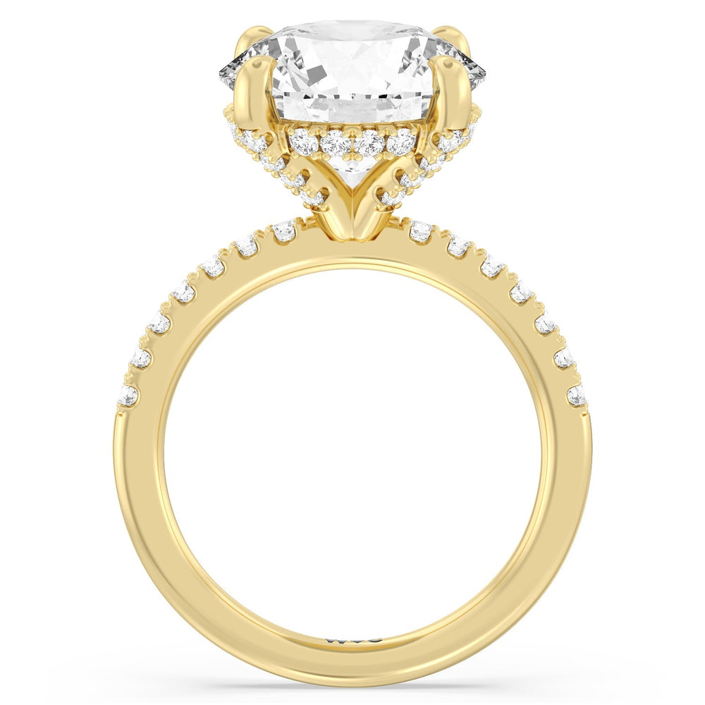 Noble Studded Hidden Halo Ring with Round Cut Diamond in 14KT Yellow Gold view 2
