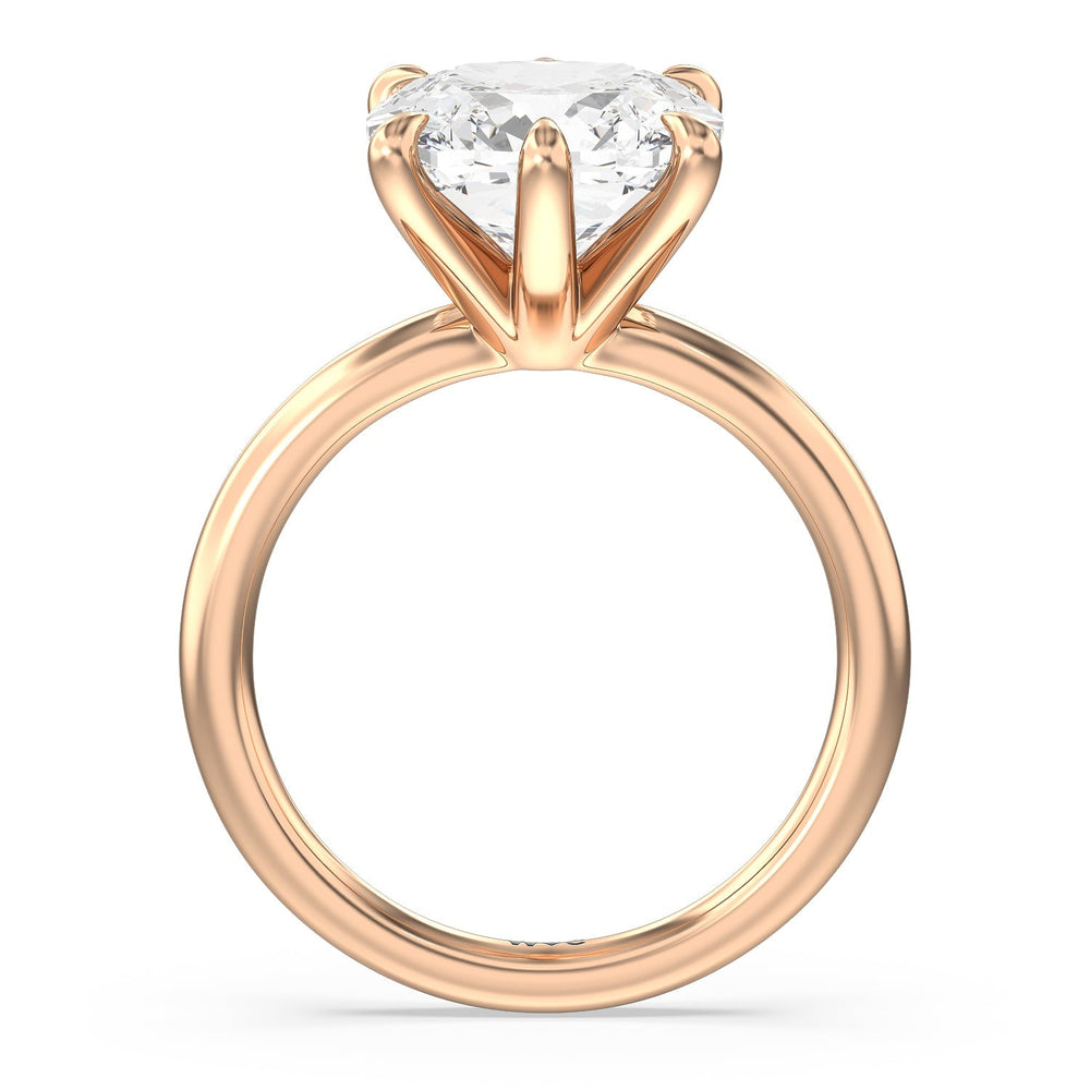 Cushion Cut Striking Six Prong Ring with Lab Grown Diamond in 14KT Rose Gold view 2
