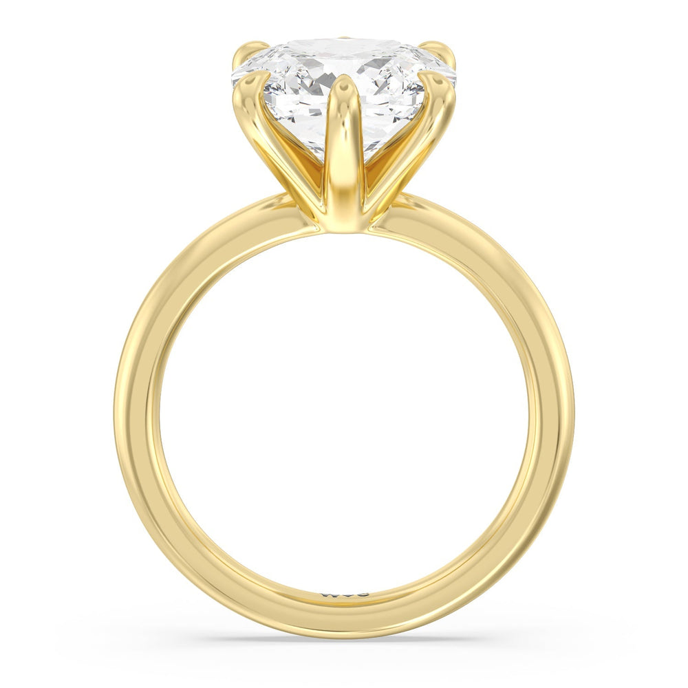 Cushion Cut Striking Six Prong Ring with Lab Grown Diamond in 14KT Yellow Gold view 2
