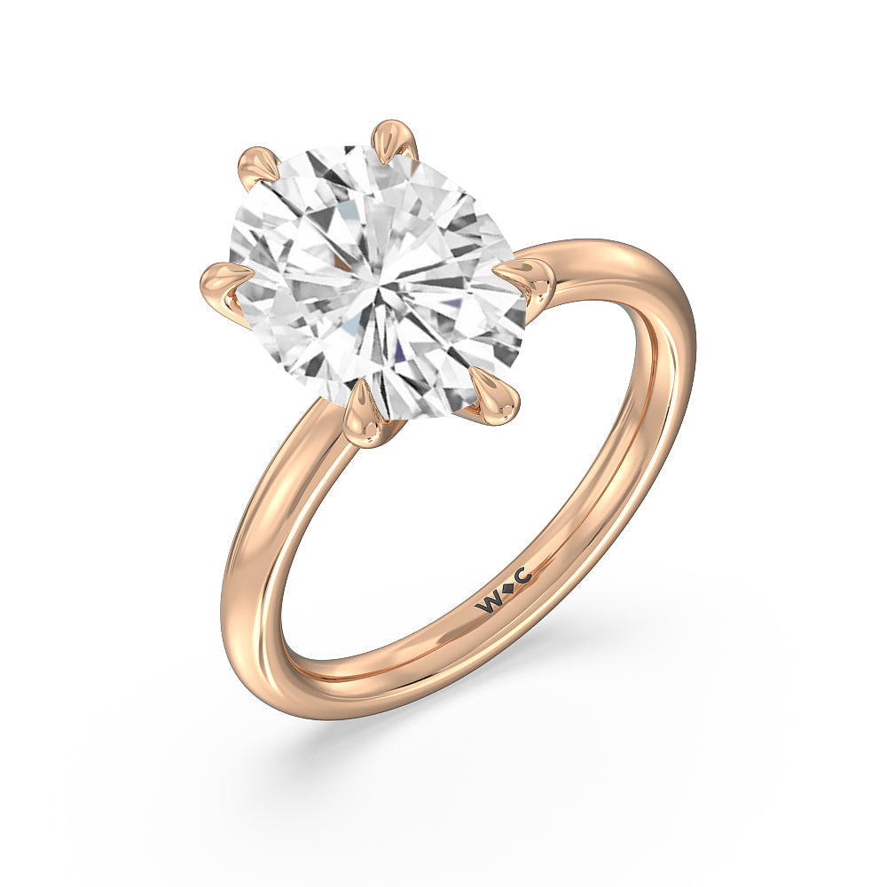 Oval Cut Striking Six Prong Ring with Lab Grown Diamond in 14KT Rose Gold view 3
