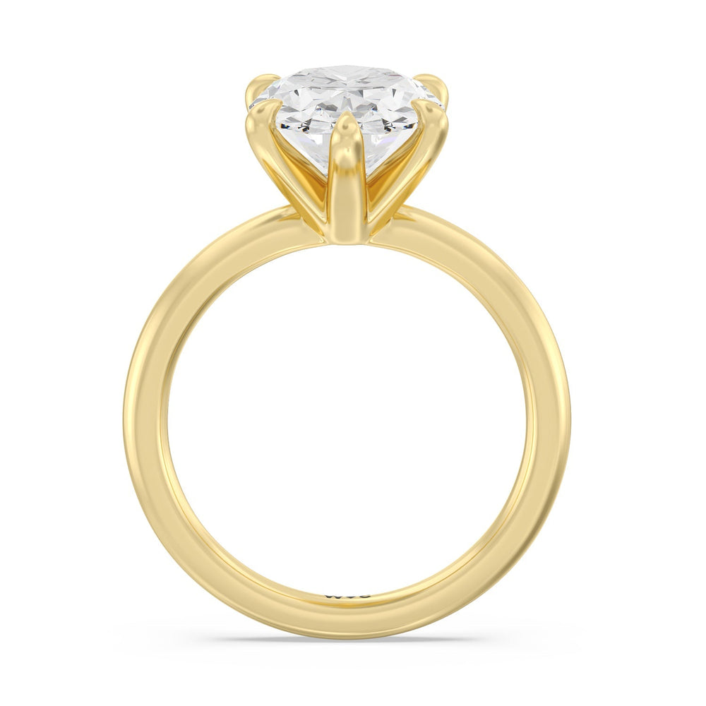 Oval Cut Striking Six Prong Ring with Lab Grown Diamond in 14KT Yellow Gold view 2
