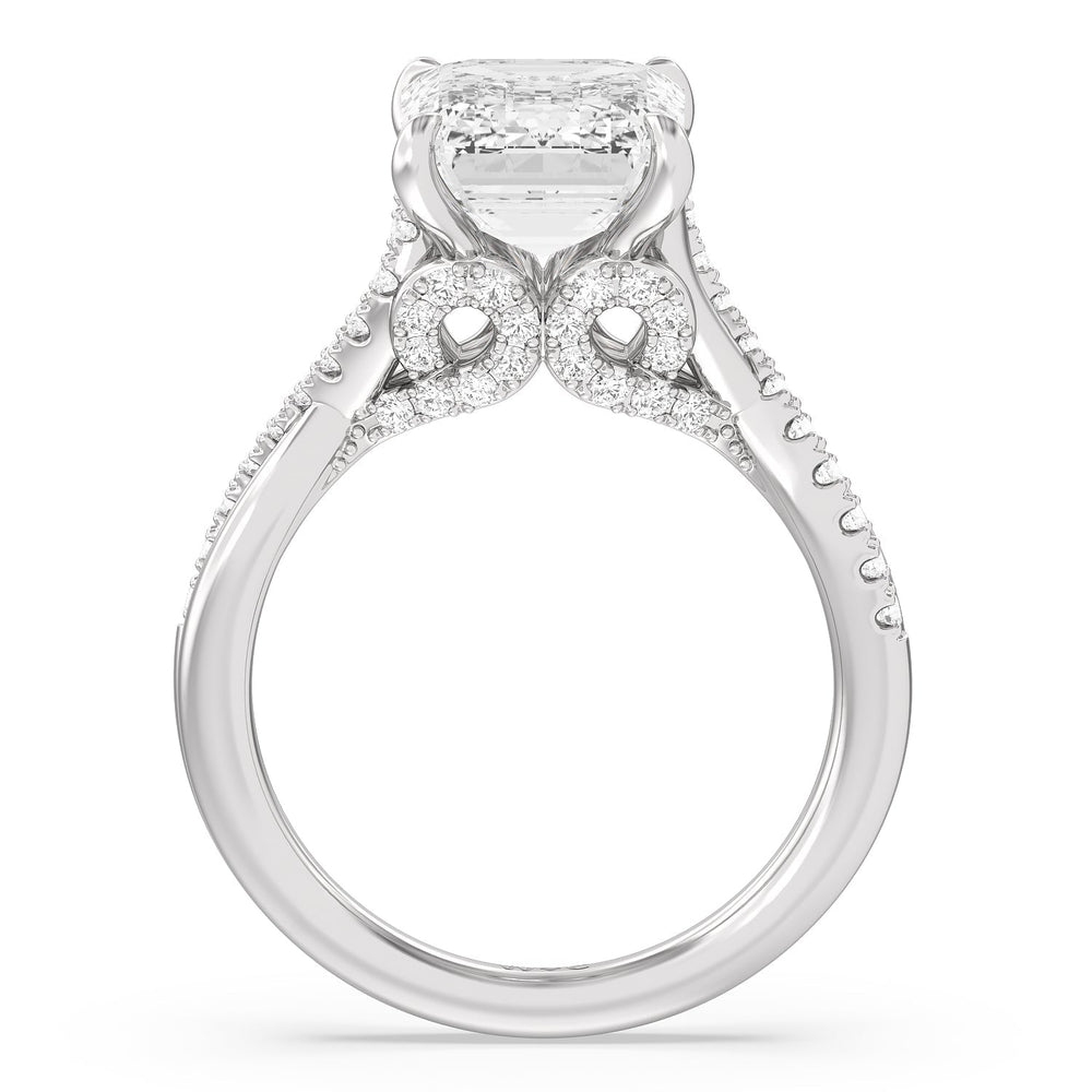 Imperial Vintage Twist Ring with Emerald Cut Diamond in 14KT Platinum view 2
