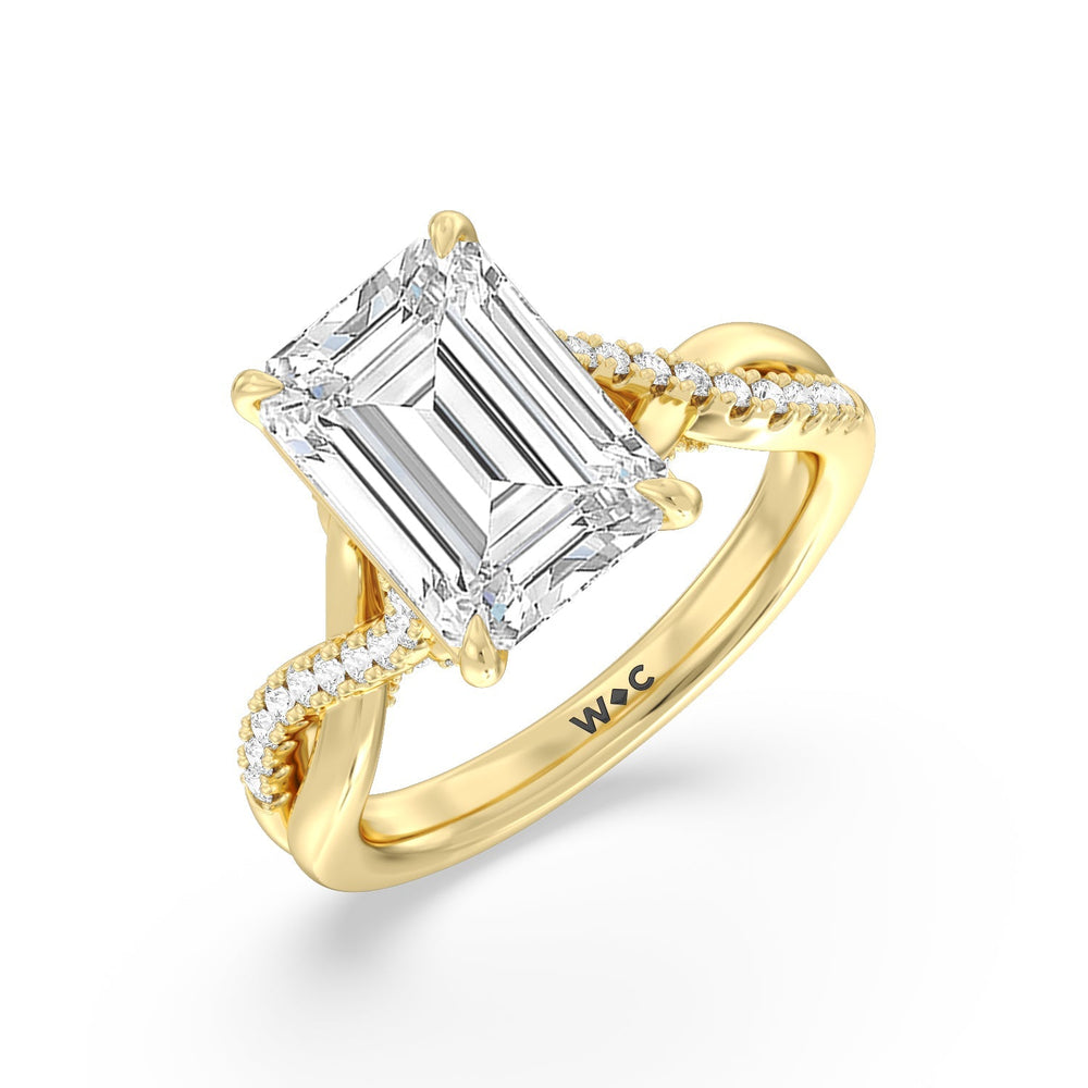 Imperial Vintage Twist Ring with Emerald Cut Diamond in 14KT Yellow Gold view 3
