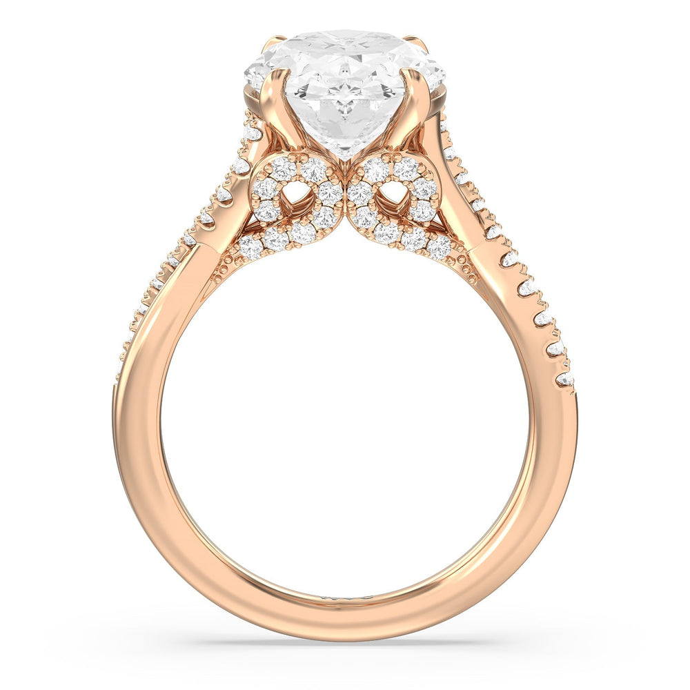 Imperial Vintage Twist Ring with Oval Cut Diamond in 14KT Rose Gold view 2

