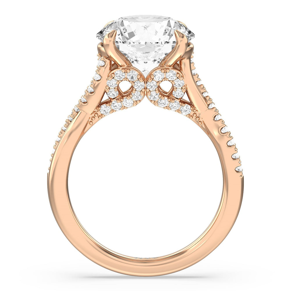 Imperial Vintage Twist Ring with Round Cut Diamond in 14KT Rose Gold view 2
