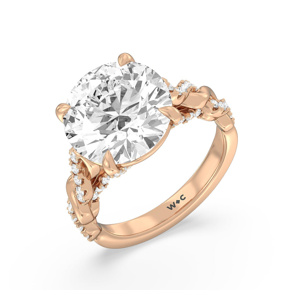 Radiant Cathedral Twist Ring with Round Cut Diamond in 14KT Rose Gold view 3
