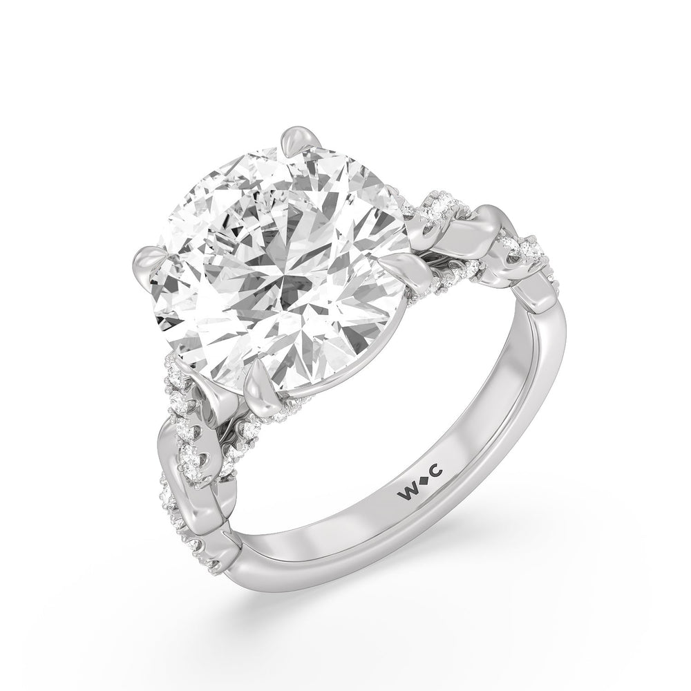 Radiant Cathedral Twist Ring with Round Cut Diamond in 14KT Platinum view 3
