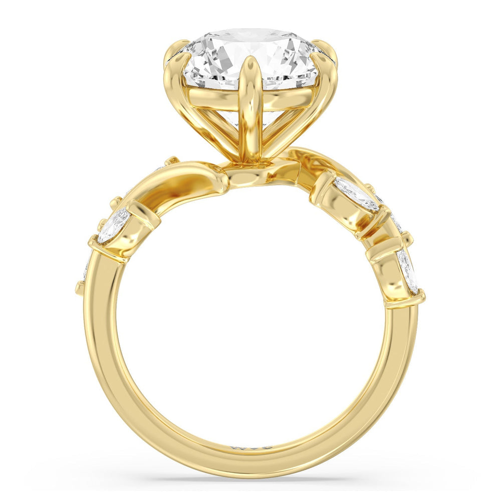 Noble Romantic Vine Ring with Round Cut Diamond in 14KT Yellow Gold view 2

