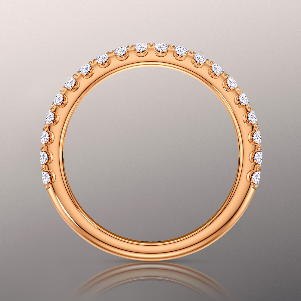 The Cassatt Wedding Band with 18KT Rose Gold Cut Diamond in 14KT Rose Gold view 2
