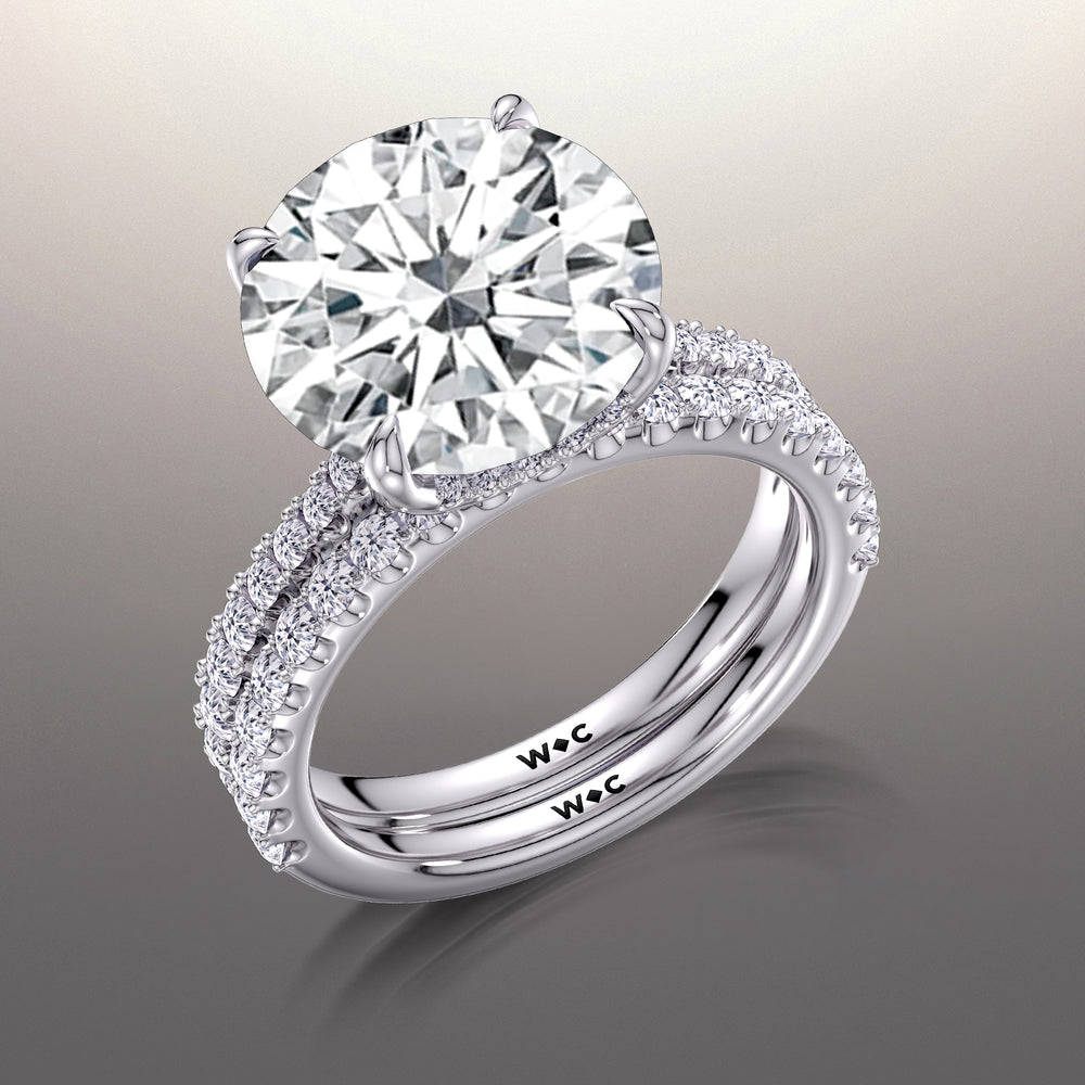 The Cassatt Wedding Band with Platinum Cut Diamond in 14KT Platinum view 3
