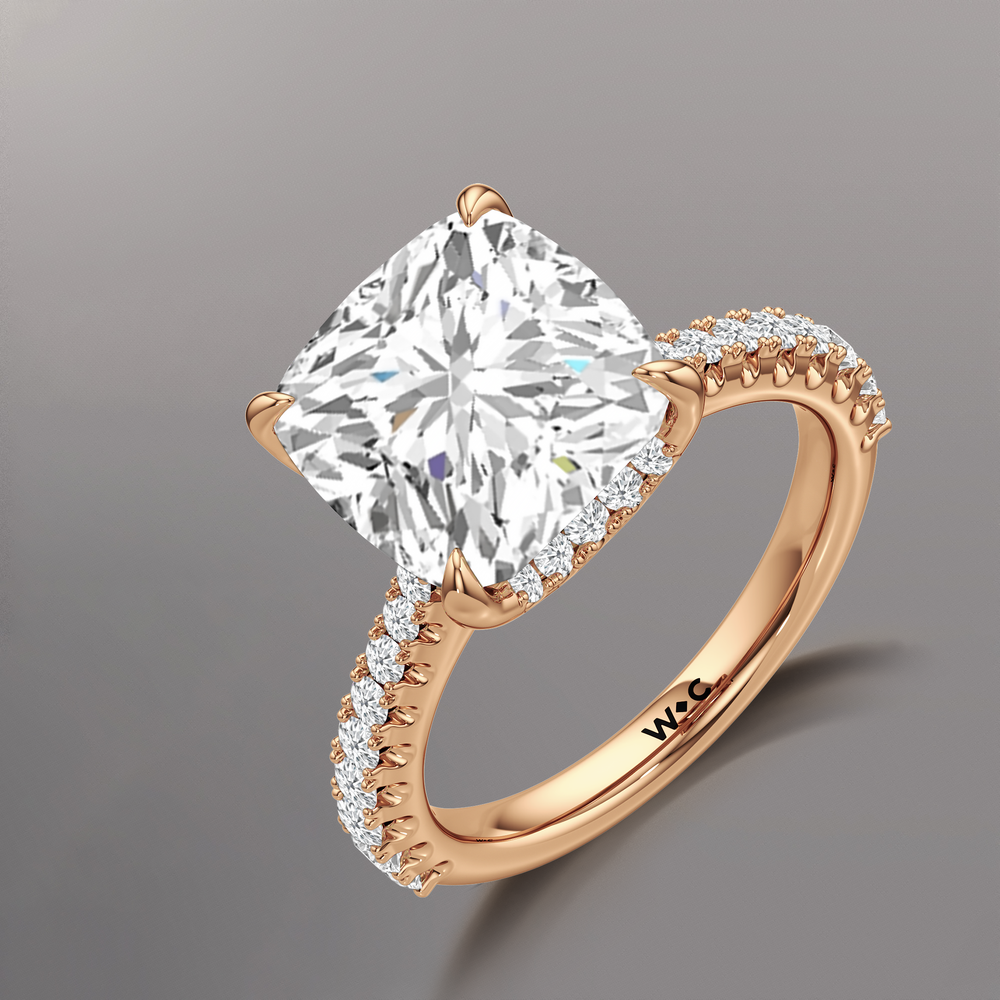 The Cassatt Ring with Cushion Cut Diamond in 14KT Rose Gold view 7
