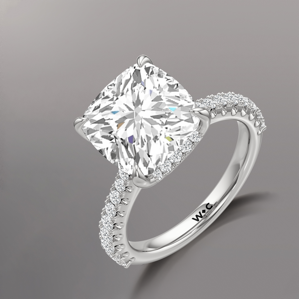 The Cassatt Ring with Cushion Cut Diamond in 14KT Platinum view 7
