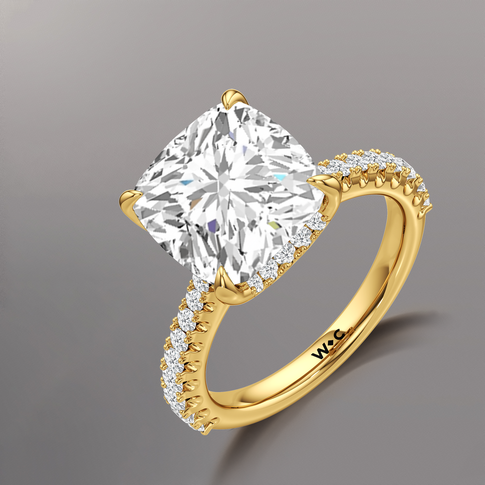 The Cassatt Ring with Cushion Cut Diamond in 14KT Yellow Gold view 7

