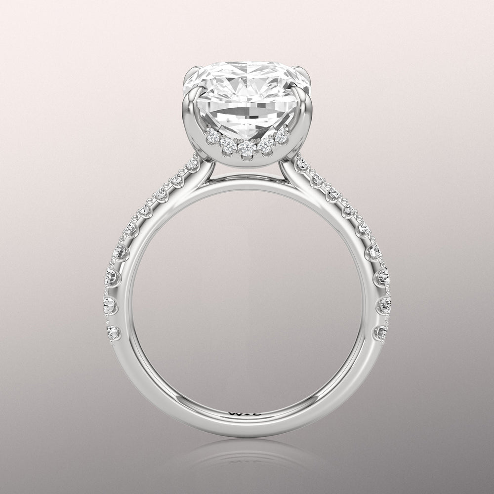 The Cassatt Ring with Elongated Cushion Cut Diamond in 14KT White Gold view 6
