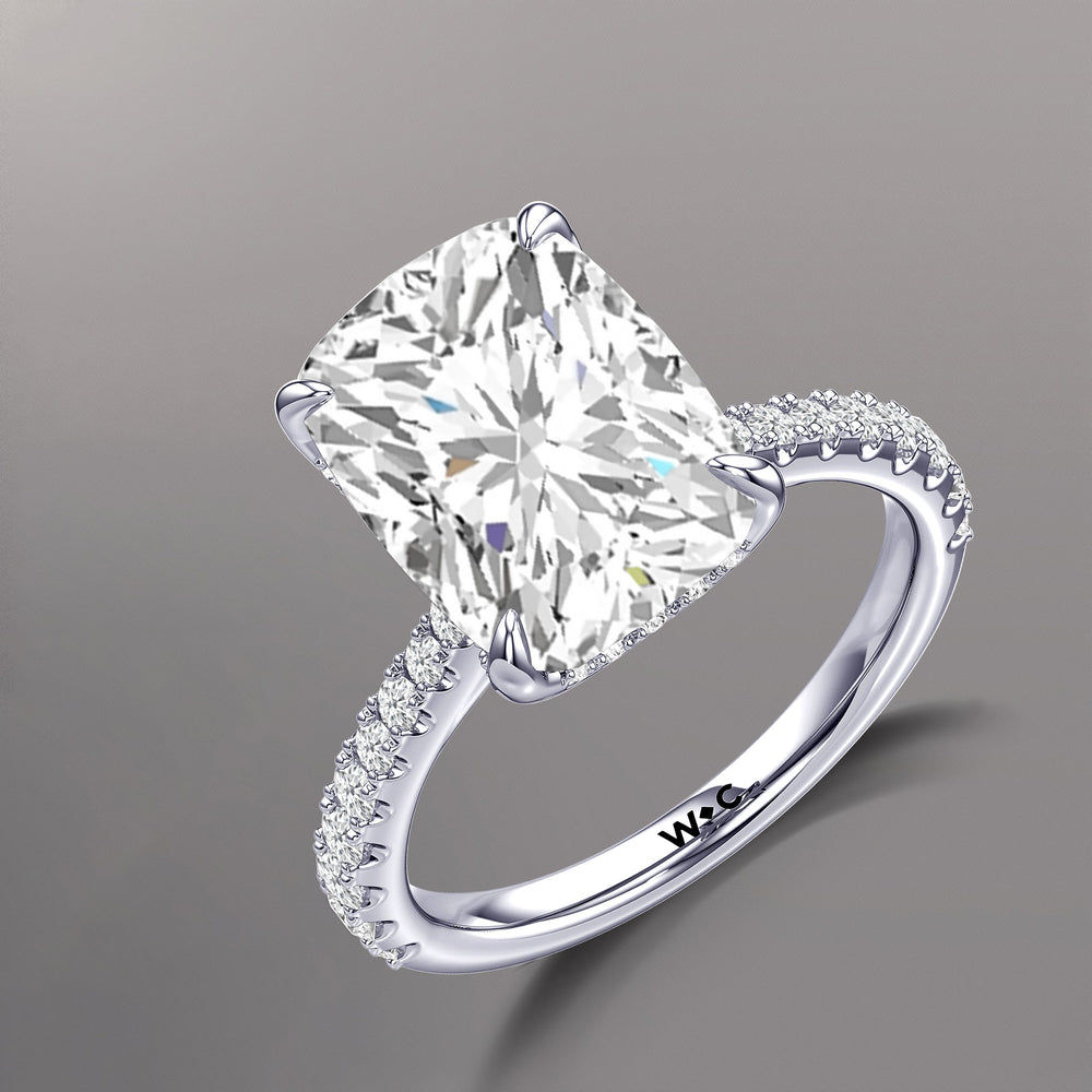 The Cassatt Ring with Elongated Cushion Cut Diamond in 14KT White Gold view 7
