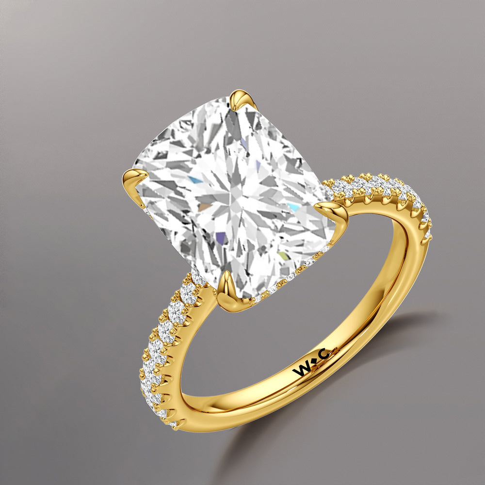The Cassatt Ring with Elongated Cushion Cut Diamond in 14KT Yellow Gold view 7
