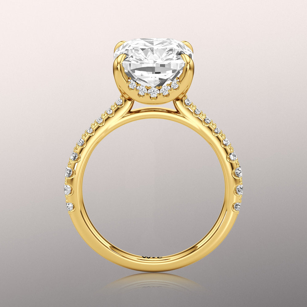 The Cassatt Ring with Elongated Cushion Cut Diamond in 14KT Yellow Gold view 6
