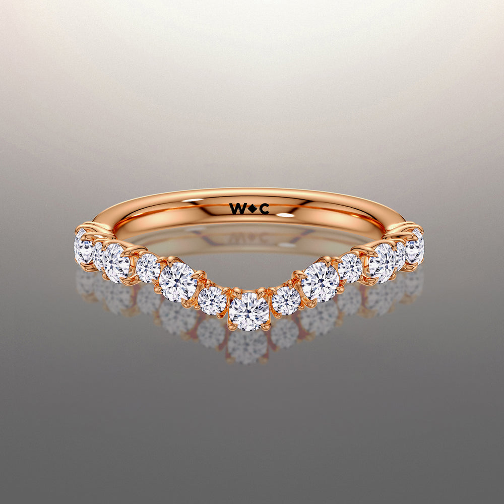 The Warhol Diamond Wedding Band with 18KT Rose Gold Cut Diamond in 14KT Rose Gold view 1
