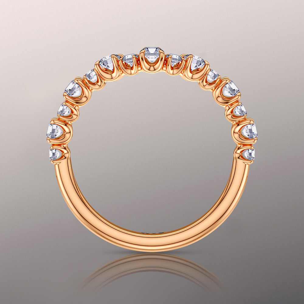 The Warhol Diamond Wedding Band with 18KT Rose Gold Cut Diamond in 14KT Rose Gold view 2

