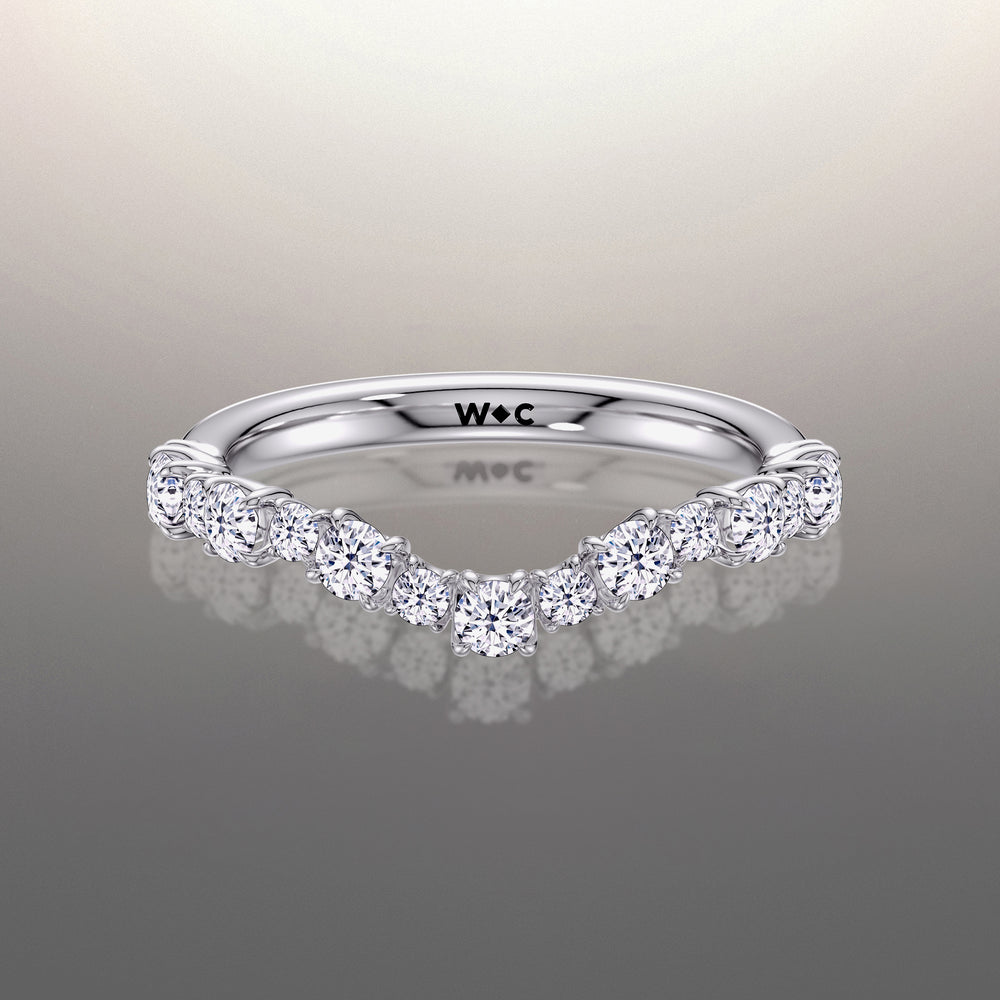 The Warhol Diamond Wedding Band with Platinum Cut Diamond in 14KT Platinum view 1
