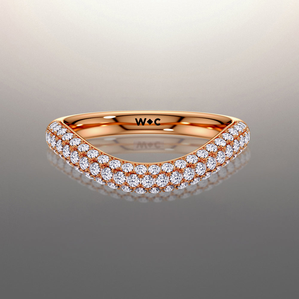 The Kahlo Diamond Wedding Band with 18KT Rose Gold Cut Diamond in 14KT Rose Gold view 1
