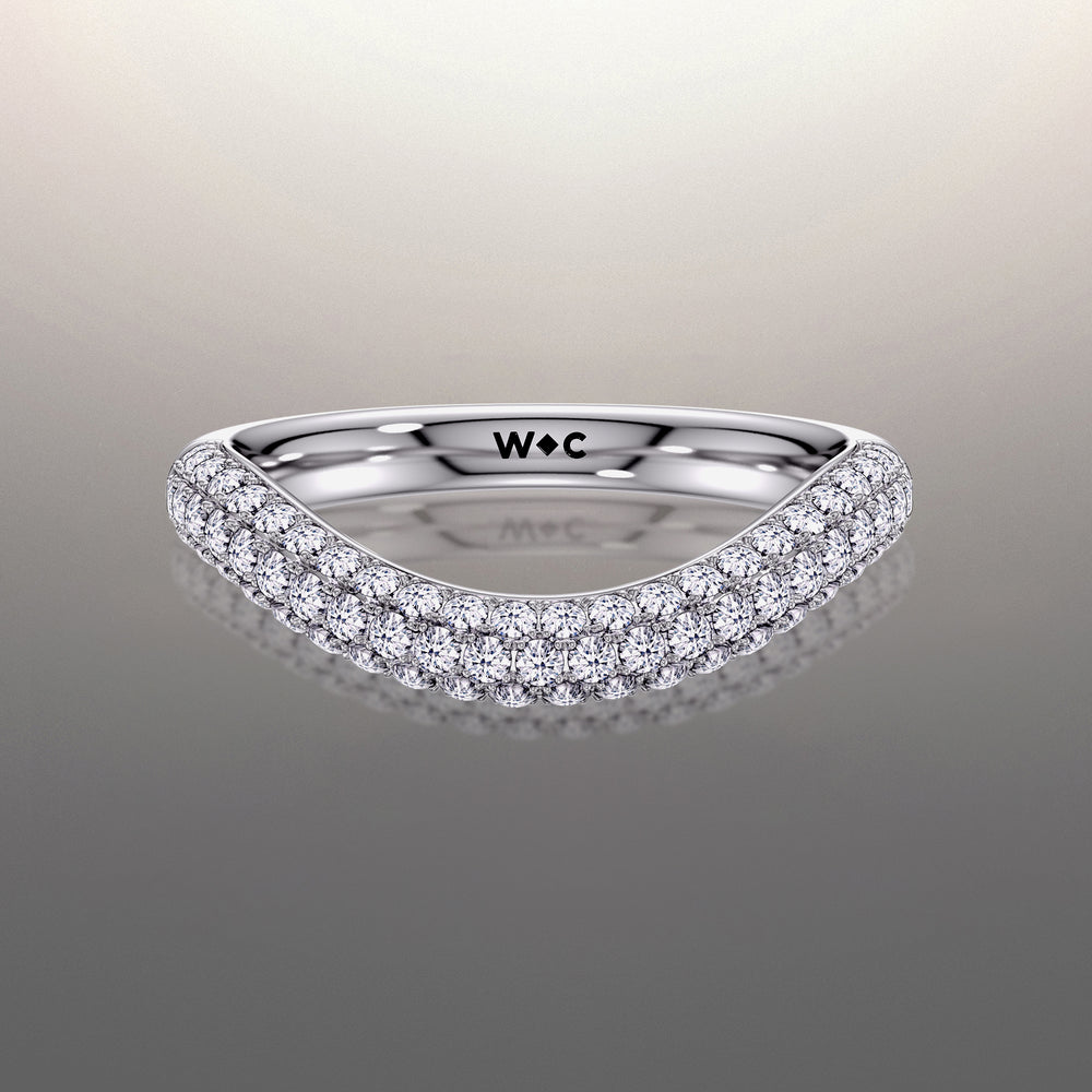 The Kahlo Diamond Wedding Band with Platinum Cut Diamond in 14KT Platinum view 1
