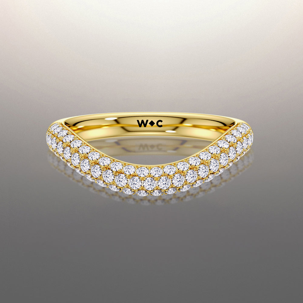 The Kahlo Diamond Wedding Band with 18KT Yellow Gold Cut Diamond in 14KT Yellow Gold view 1
