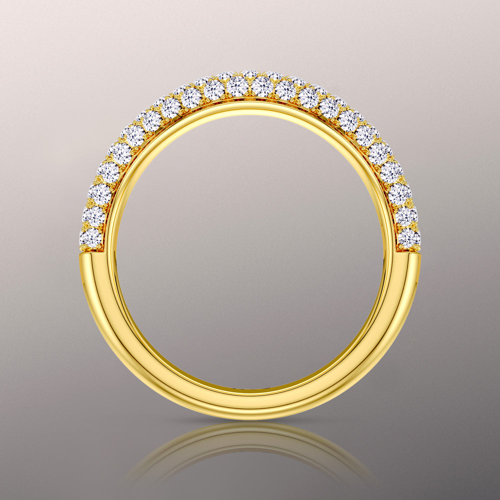 The Kahlo Diamond Wedding Band with 18KT Yellow Gold Cut Diamond in 14KT Yellow Gold view 2
