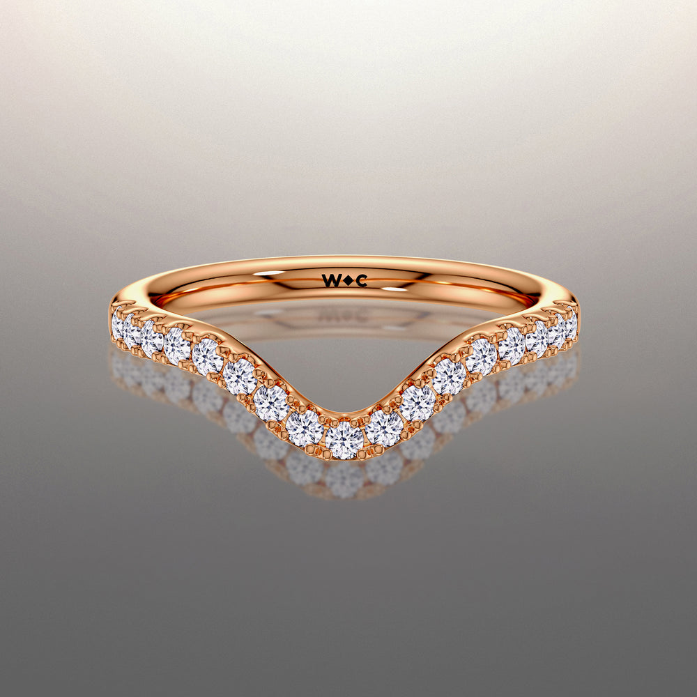The Delacroix Diamond Wedding Band with 18KT Rose Gold Cut Diamond in 14KT Rose Gold view 1

