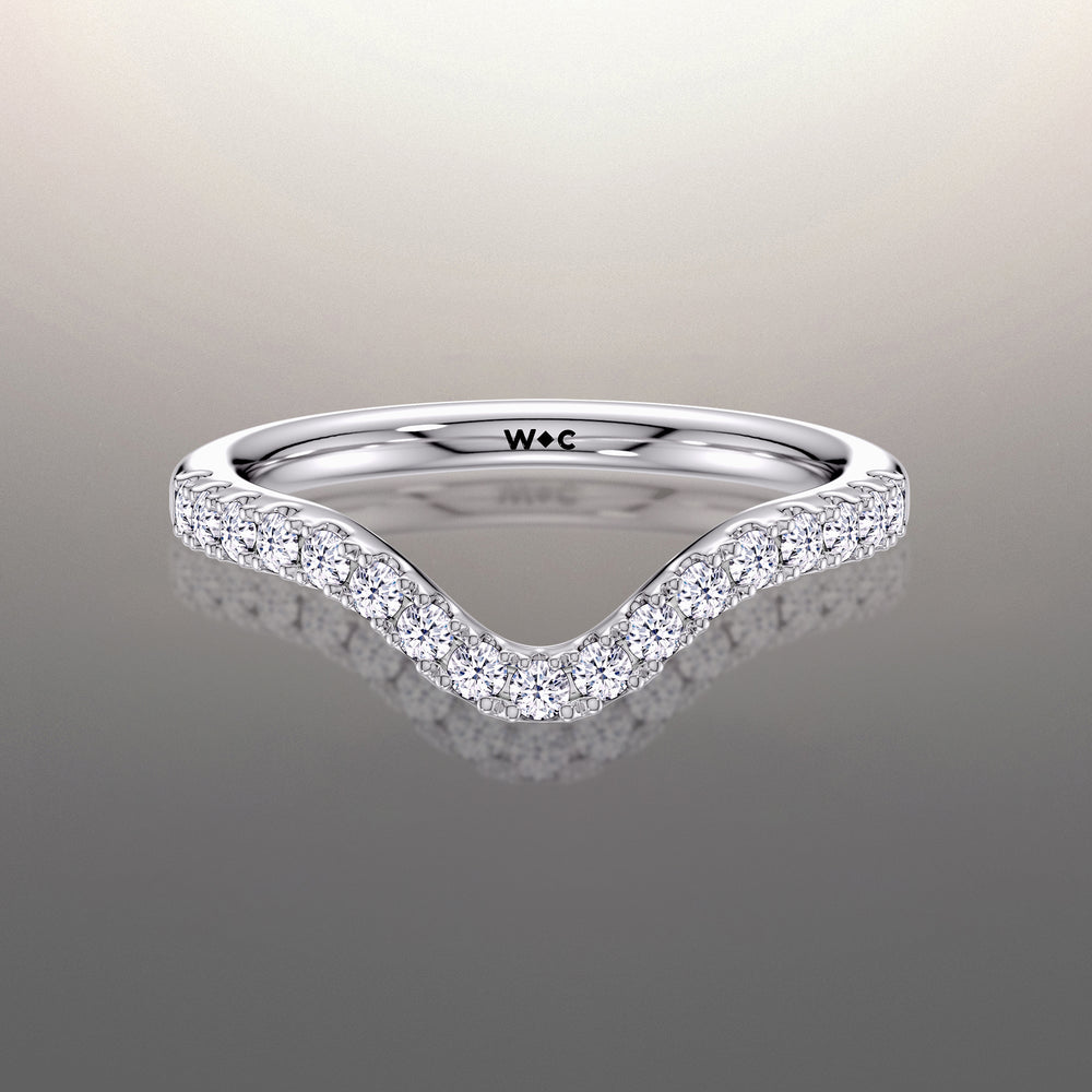 The Delacroix Diamond Wedding Band with Platinum Cut Diamond in 14KT Platinum view 1
