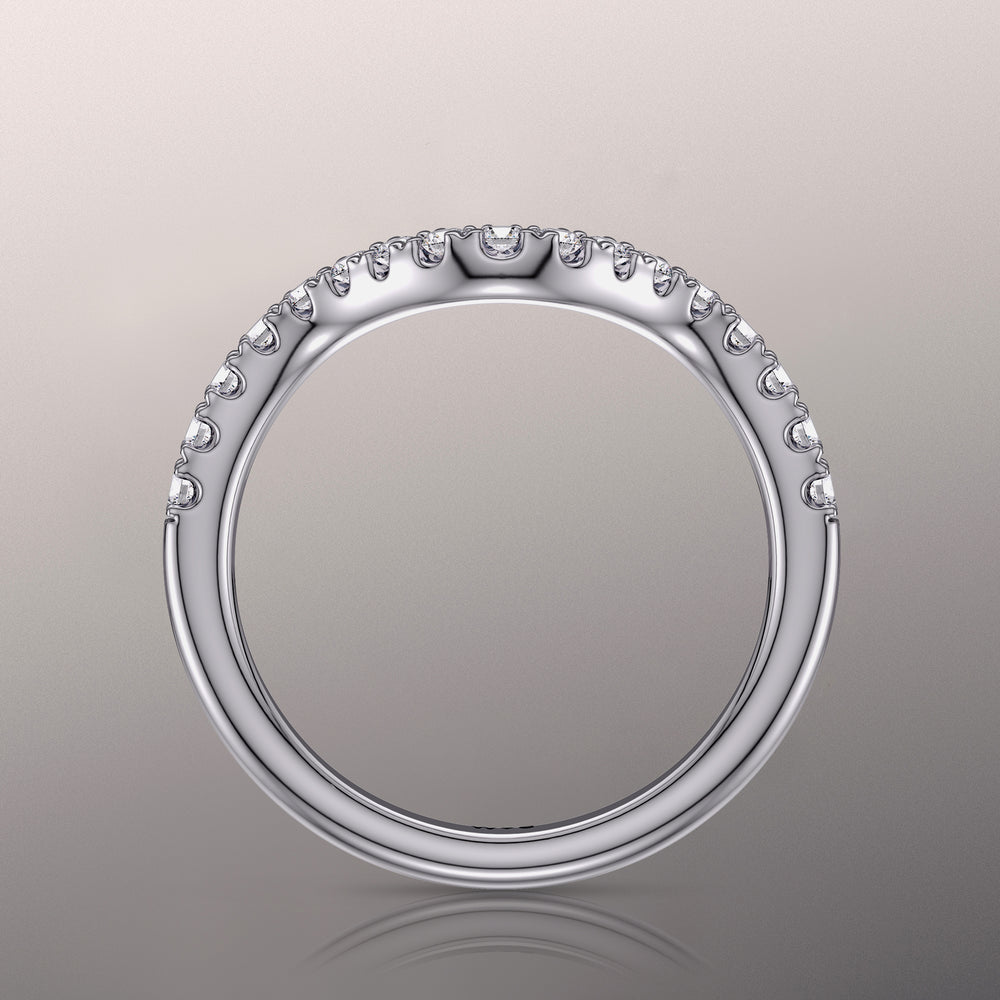 The Delacroix Diamond Wedding Band with Platinum Cut Diamond in 14KT Platinum view 2
