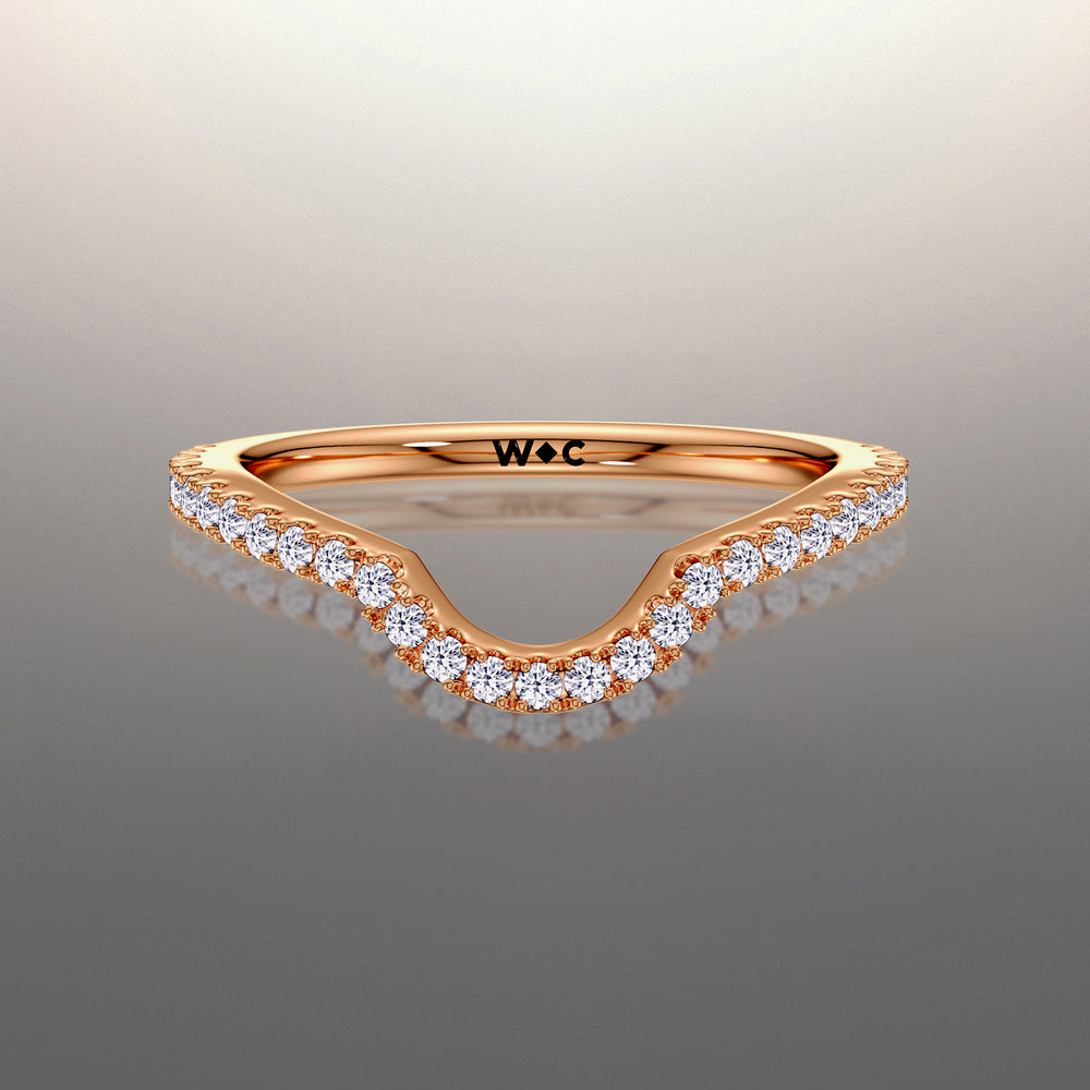 The Calder Diamond Wedding Band with 18KT Rose Gold Cut Diamond in 14KT Rose Gold view 1
