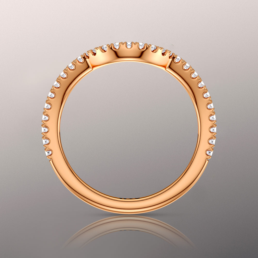 The Calder Diamond Wedding Band with 18KT Rose Gold Cut Diamond in 14KT Rose Gold view 2
