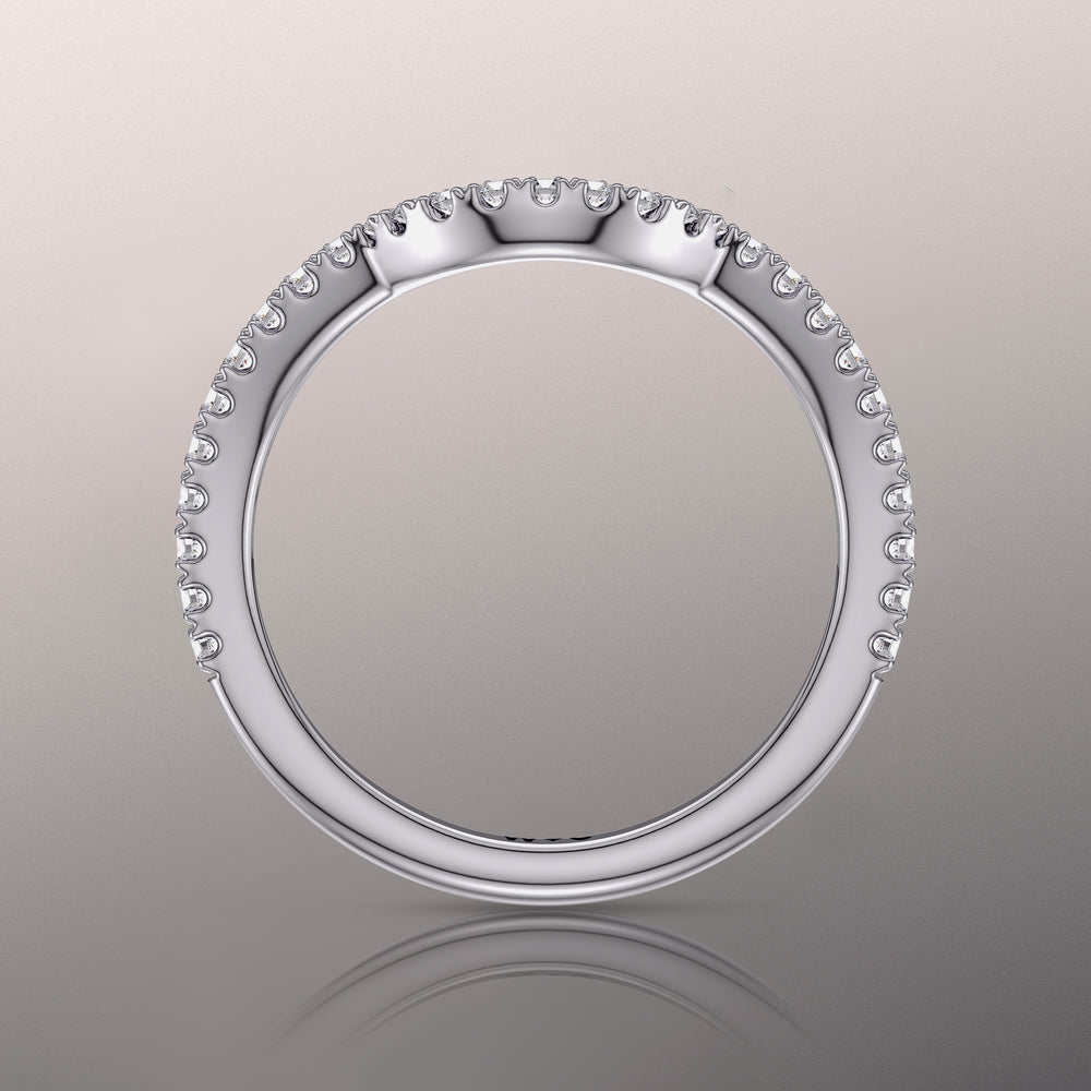 The Calder Diamond Wedding Band with Platinum Cut Diamond in 14KT Platinum view 2
