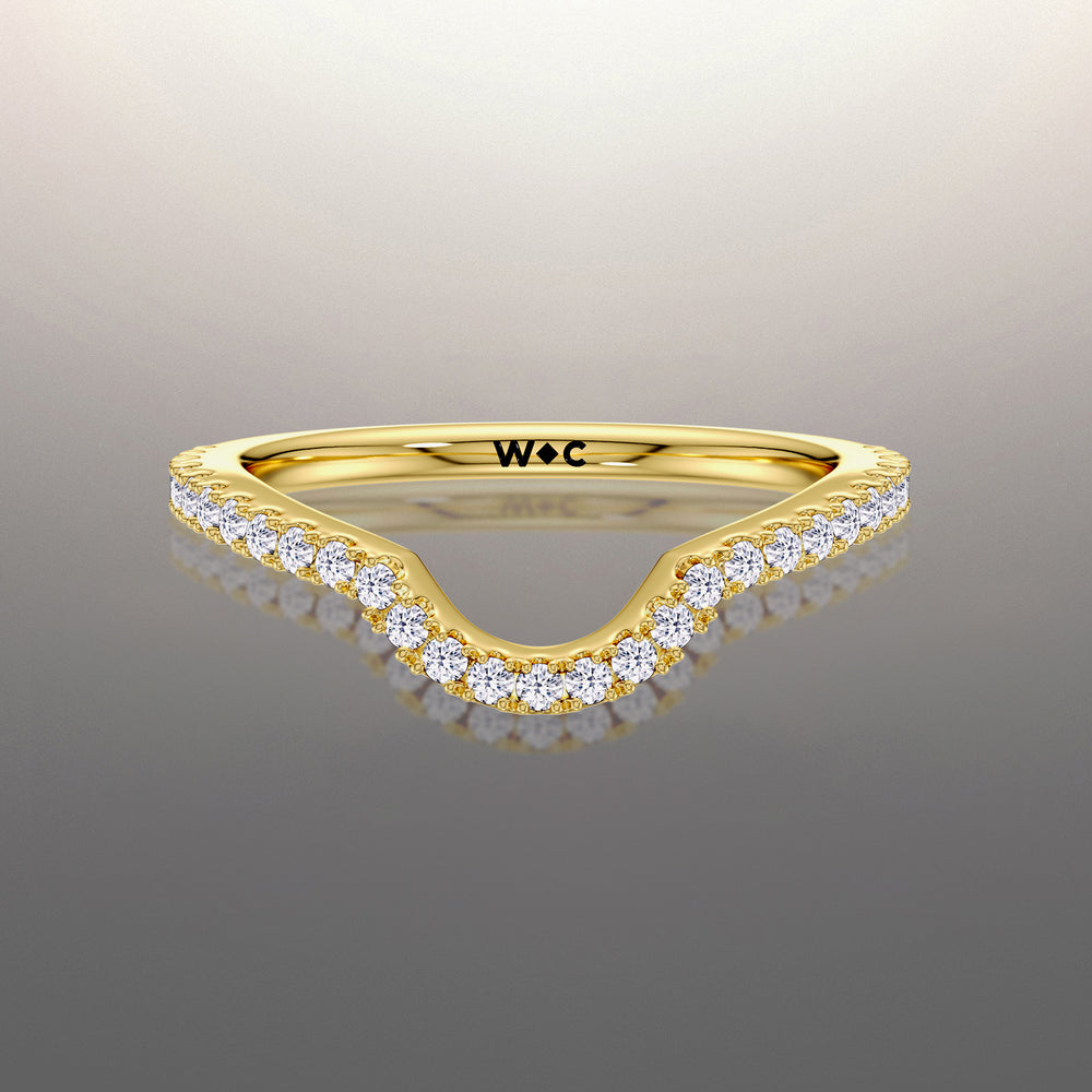 The Calder Diamond Wedding Band with 18KT Yellow Gold Cut Diamond in 14KT Yellow Gold view 1
