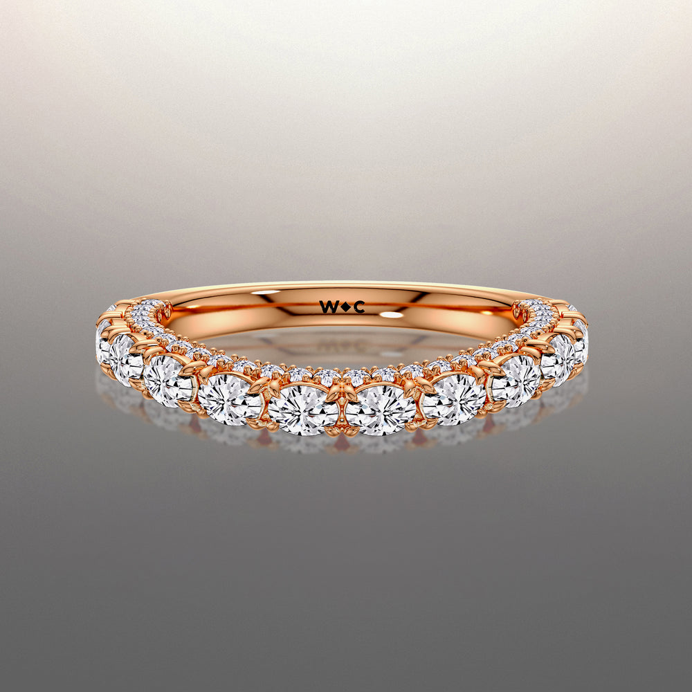 The Klimt Wedding Band with 18KT Rose Gold Cut Diamond in 14KT Rose Gold view 1
