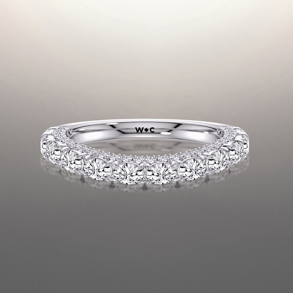 The Klimt Wedding Band with Platinum Cut Diamond in 14KT Platinum view 1
