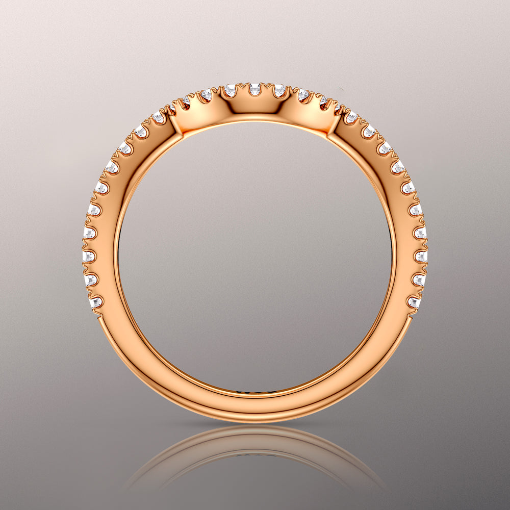 The Haring Diamond Wedding Band with 18KT Rose Gold Cut Diamond in 14KT Rose Gold view 2
