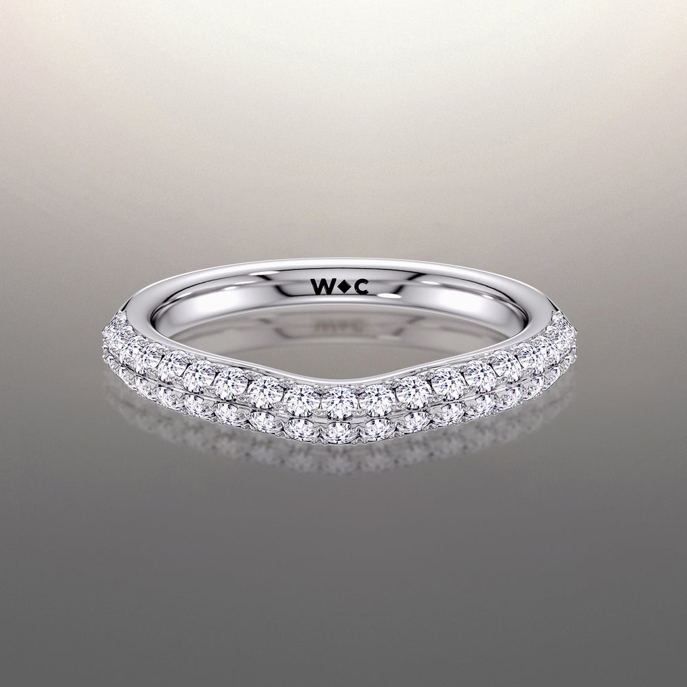 The Haring Diamond Wedding Band with Platinum Cut Diamond in 14KT Platinum view 1
